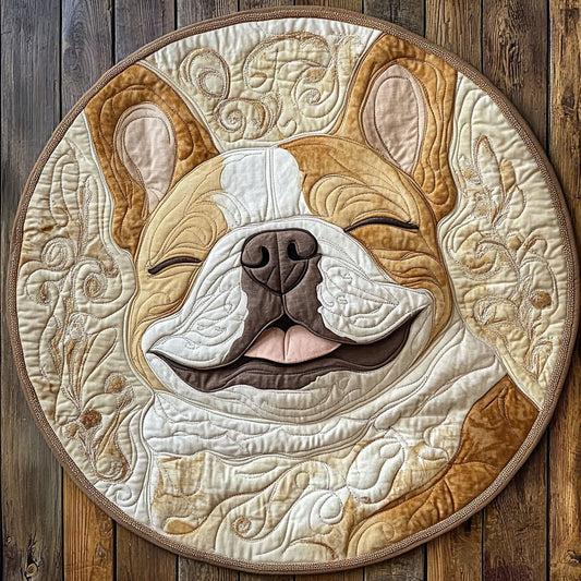 Smilling Bulldog WU2503092CL Quilted Round Mat