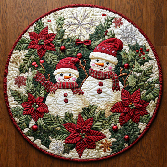 Snowman Whirl WN0508060CL Quilted Round Mat