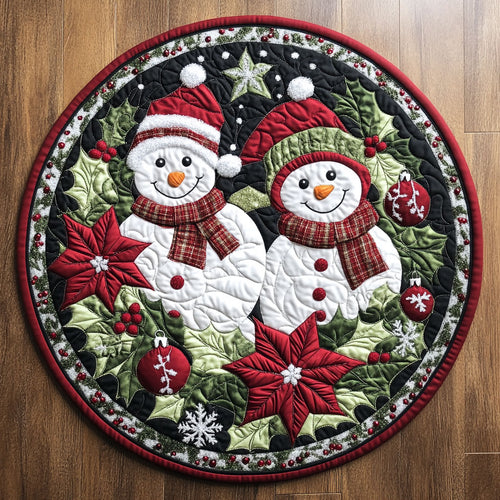 Sparkling Snowman WN0508062CL Quilted Round Mat