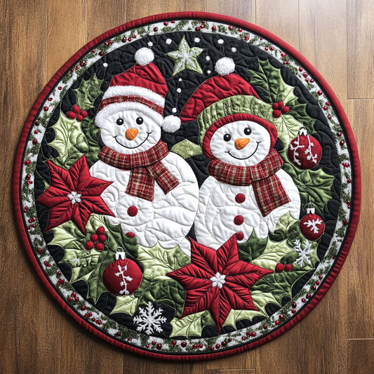 Sparkling Snowman WN0508062CL Quilted Round Mat