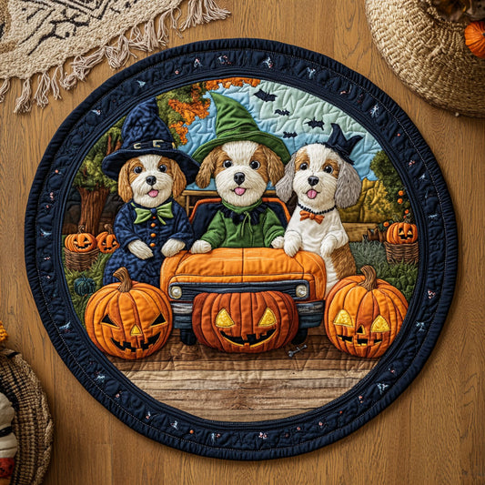 Spooky Puppy WY0708109CL Quilted Round Mat