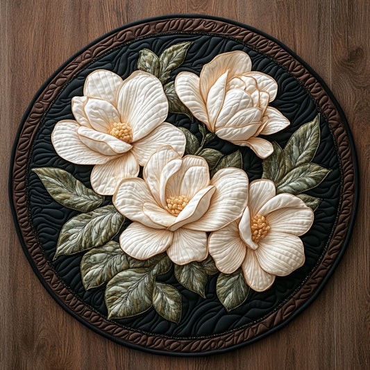 Stunning Magnolia Flower WX2403092CL Quilted Round Mat