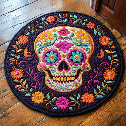 Sugar Skull WU2203032CL Quilted Round Mat