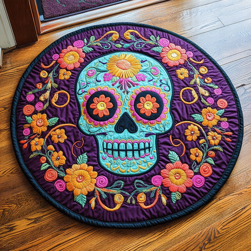 Sugar Skull WU2203033CL Quilted Round Mat