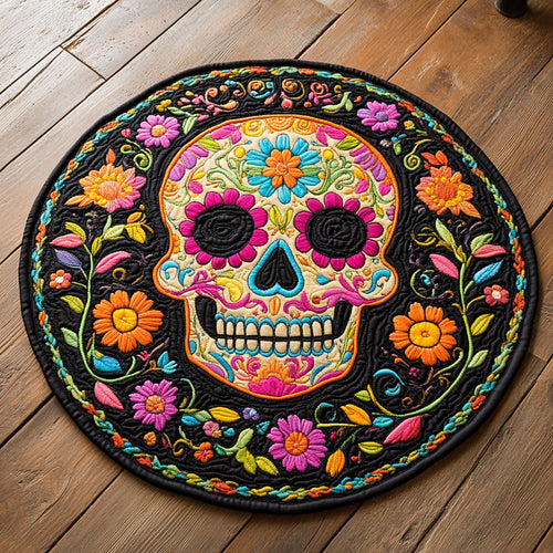 Sugar Skull WU2203034CL Quilted Round Mat