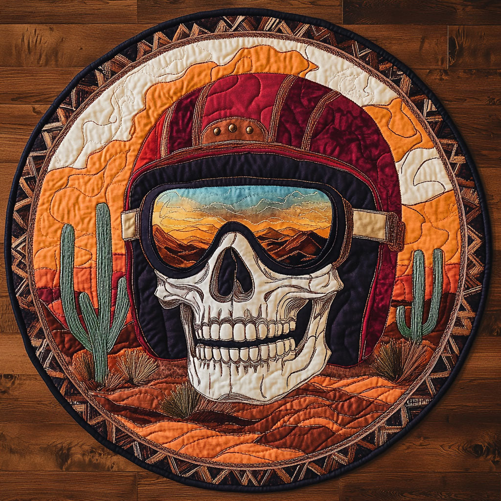 Sunburn Skull WN0908084CL Quilted Round Mat