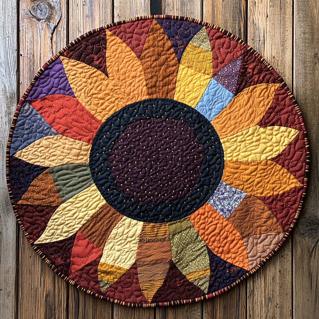 Sunflower Patchwork WU2203070CL Quilted Round Mat