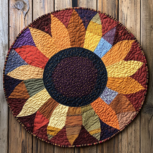 Sunflower Patchwork WU2203070CL Quilted Round Mat