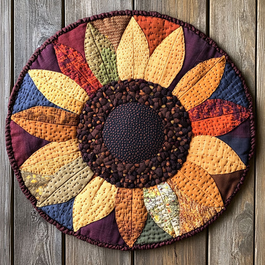 Sunflower Patchwork WU2203072CL Quilted Round Mat