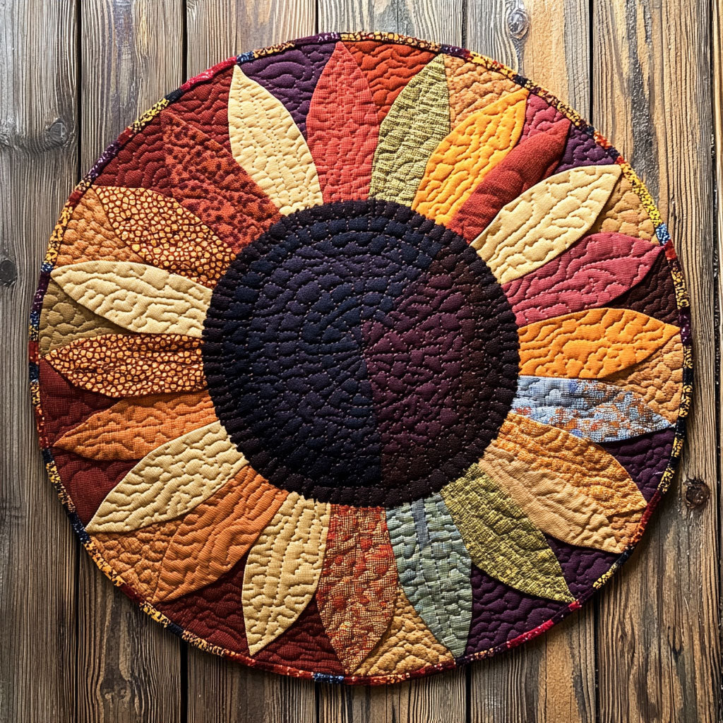 Sunflower Patchwork WU2203091CL Quilted Round Mat