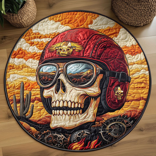 Sunset Drift Skull WN0908085CL Quilted Round Mat