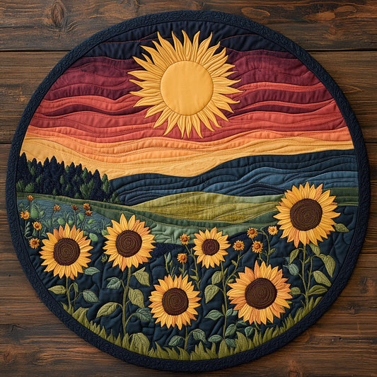Sunset Sunflower WX2203133CL Quilted Round Mat