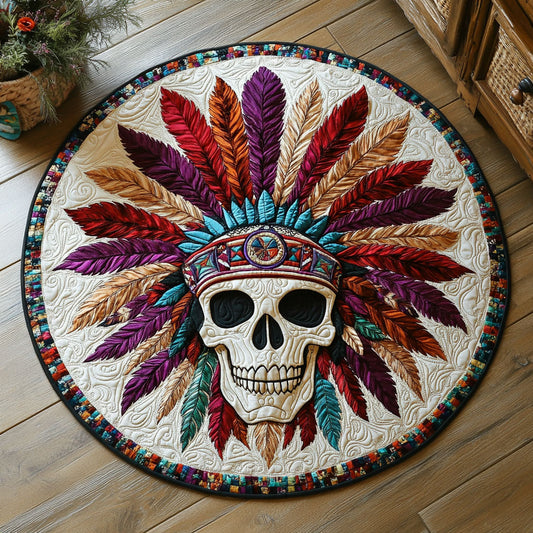 Tribal Skull WU2503015CL Quilted Round Mat