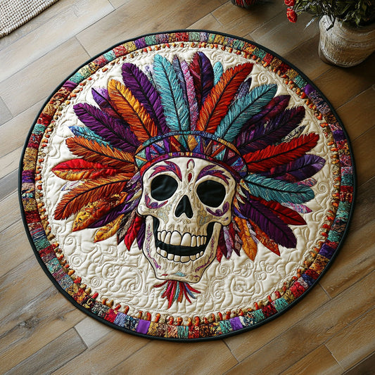 Tribal Skull WU2503016CL Quilted Round Mat
