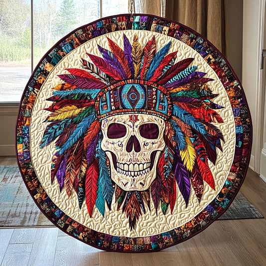 Tribal Skull WU2503017CL Quilted Round Mat
