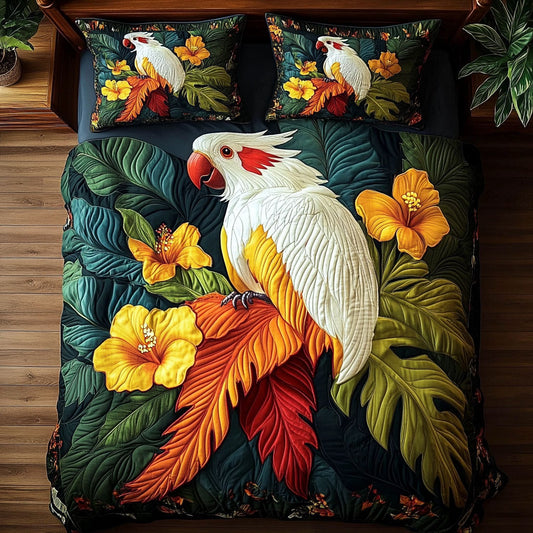 Tropical White Parrot WY0808014CL Duvet Cover Set