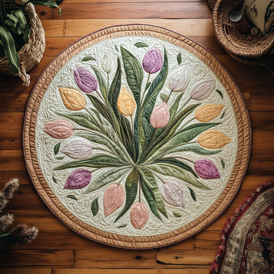 Tulip Bouquet WY0808092CL Quilted Round Mat