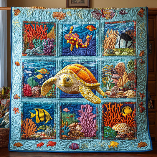 Turtle Coral Reef Patchwork WY0708091CL Quilt