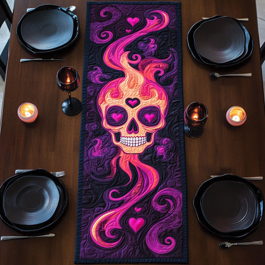 Velvet Flame Skull CP1206034CL Quilted Table Runner