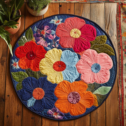 Vibrant Flower WX2103148CL Quilted Round Mat