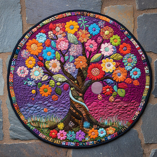 Vibrant Tree Of Life WU2203068CL Quilted Round Mat