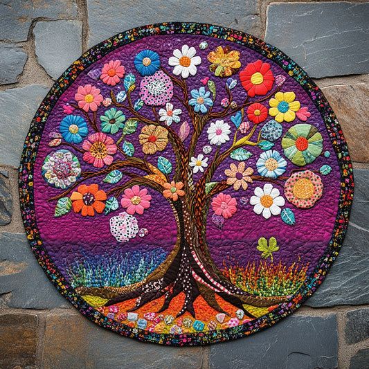 Vibrant Tree Of Life WU2203069CL Quilted Round Mat