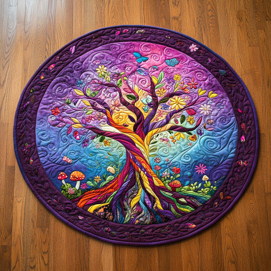 Vibrant Tree Of Life WU2503109CL Quilted Round Mat
