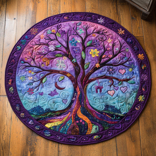 Vibrant Tree Of Life WU2503110CL Quilted Round Mat