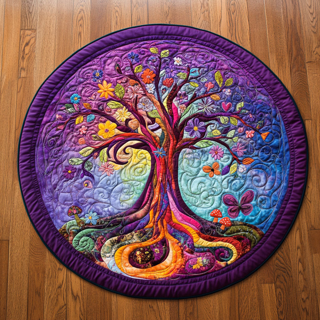 Vibrant Tree Of Life WU2503111CL Quilted Round Mat
