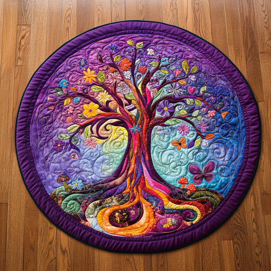 Vibrant Tree Of Life WU2503111CL Quilted Round Mat