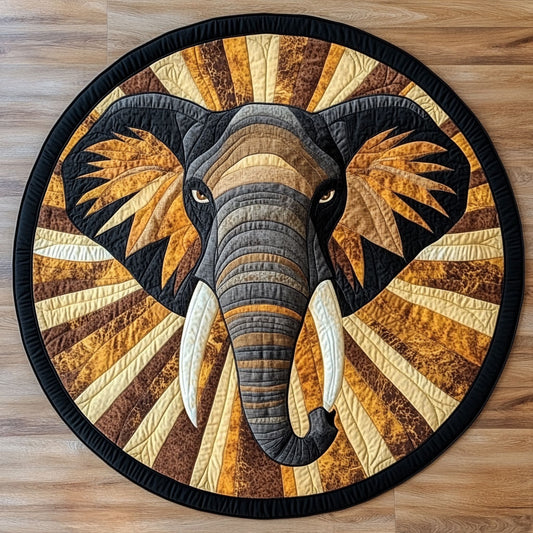 Vintage Elephant WX2403101CL Quilted Round Mat