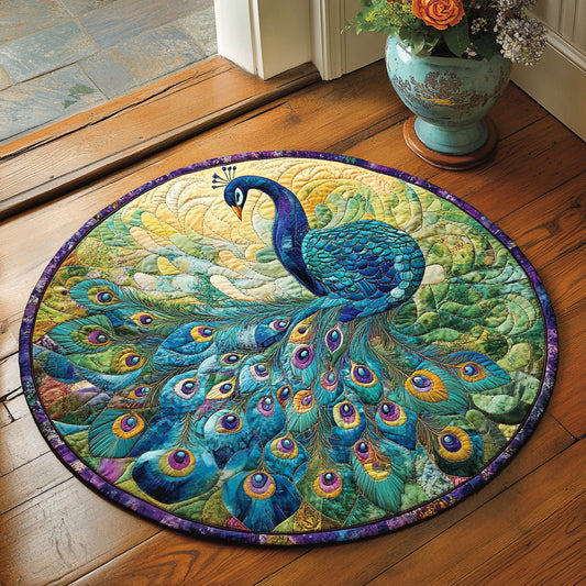 Vintage Peacock WU2403017CL Quilted Round Mat