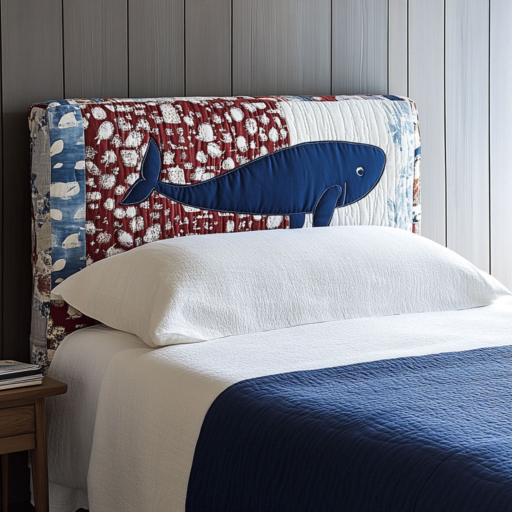 Whale Patchwork WJ2312005CL Quilted Headboard Slipcover