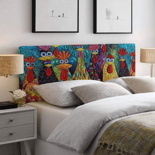 Whimsical Chickens WJ2912009CL Quilted Headboard Slipcover