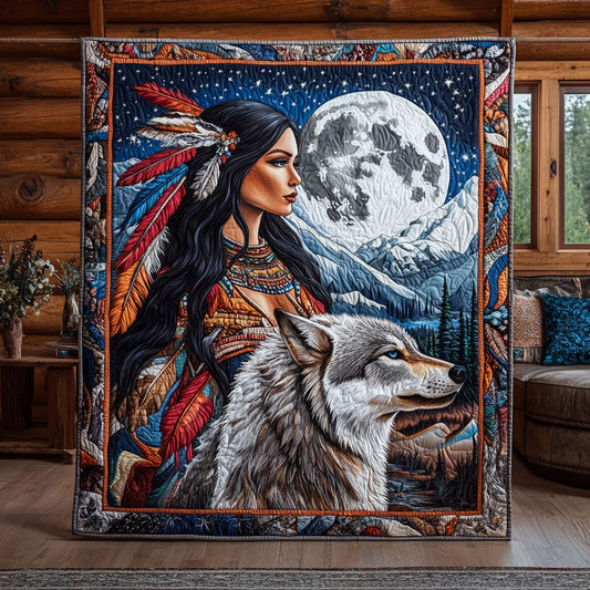 Whispering Wind Wolf And Woman WN0908095CL Quilt