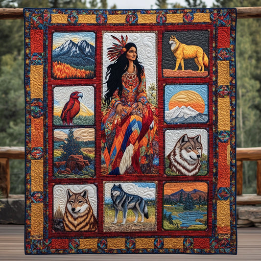 Wild Horizon Wolf And Woman WN0908097CL Quilt